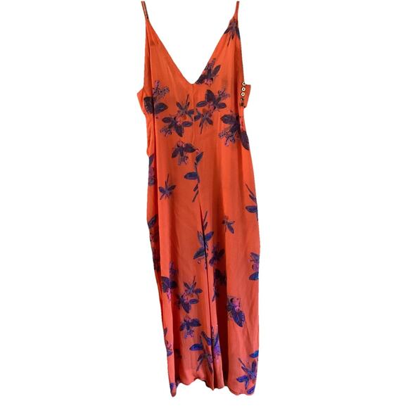 Free People Orange Crop Wide Leg Jumpsuit - S - Boho Maximalist Festival Vibes - Picture 2 of 13